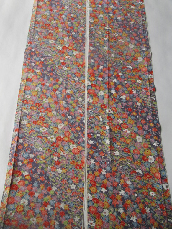 灰色本加賀友禪四季花卉圖案純絲縐布探戈手帕 No.49-4 [長 215cm x 寬 18cm] 配底線 第3張的照片