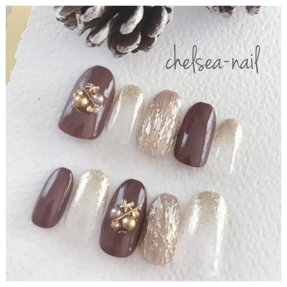 大人ミラークリスマスネイル ネイルチップ（つけ爪） CHELSEA-nail