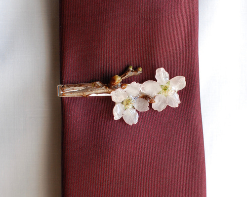 学習院 桜　さくら　ネクタイピン カフス 再販】朝露を纏った桜の枝先（啓翁桜）✴︎ネクタイピン