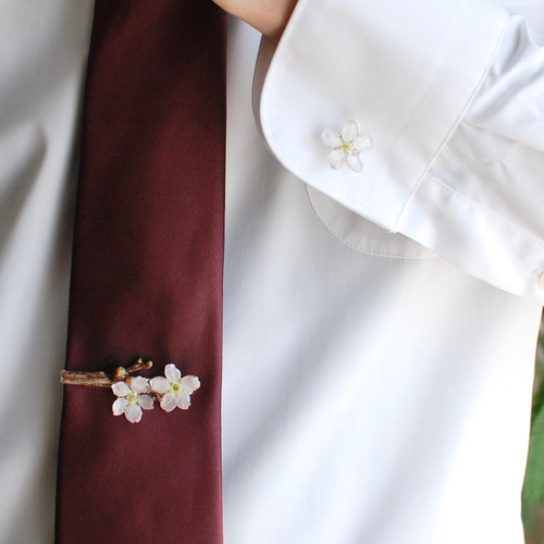 再販】朝露を纏った桜の枝先（啓翁桜）✴︎ネクタイピン タイピン