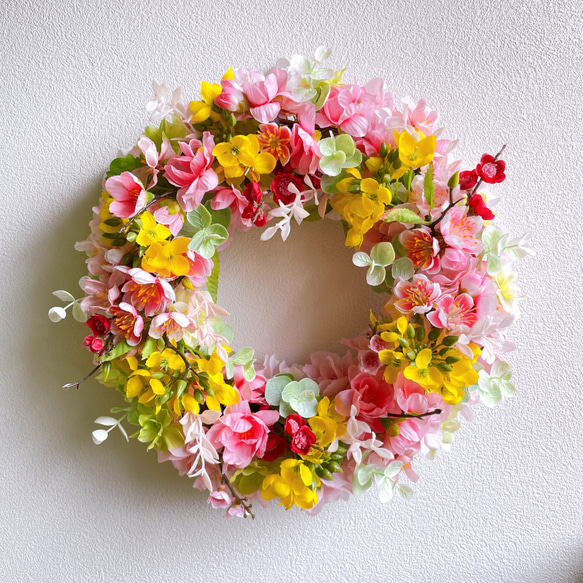 送料無料カラフルリース アーティフィシャルフラワー リース flower  