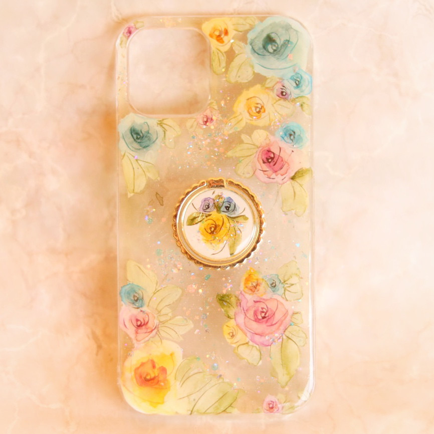 手描きの水彩画ローズスマホケース　ロイヤル　iPhone17　Android  Xperia AQUOS
