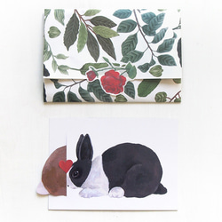 兔子親吻卡黑白兔和棕白兔一套 第7張的照片