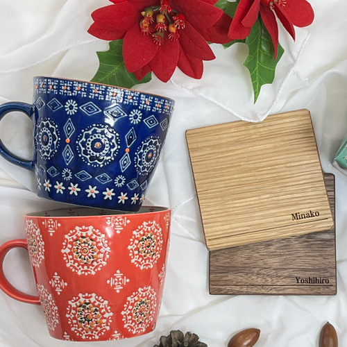 ペアマグカップ コースターセット 】名入れオーダー無料 オーク