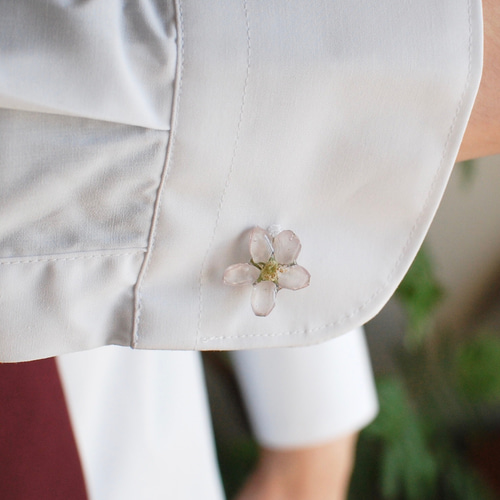 桜✴︎カフスボタン（啓翁桜） タイピン・カフス HaruE 本物のお花