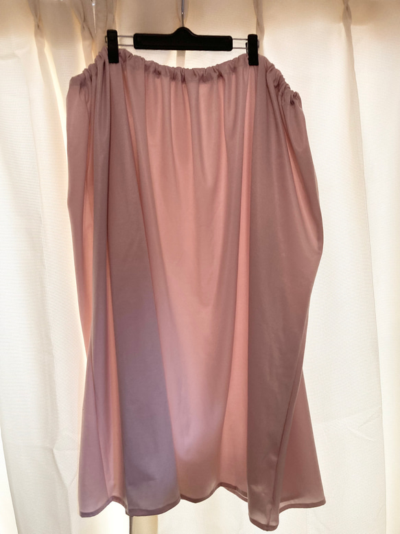 さらっとしてゆったりピンクの柔らかくて光沢があり伸縮する透けるフレアスカート(ウエストゴム)桜 19枚目の画像