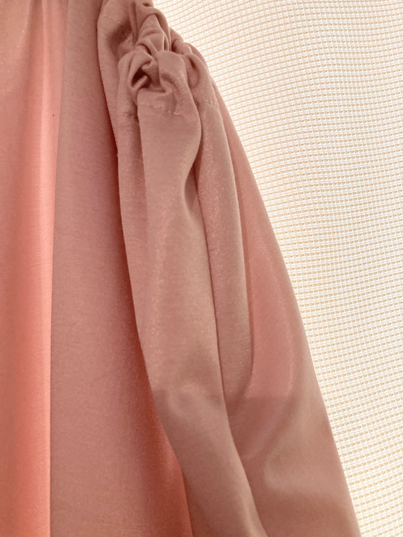 さらっとしてゆったりピンクの柔らかくて光沢があり伸縮する透けるフレアスカート(ウエストゴム)桜 11枚目の画像