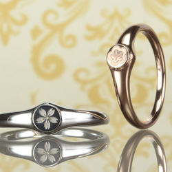 シグネット＜signet-ring＞結婚指輪（マリッジ）/家紋みたい？好きな花がオシャレに彫刻　SG-001-8 4枚目の画像