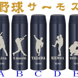 野球サーモス 野球チームの記念品にも  名入れ　サーモス  水筒 500ml  人気のダークネイビー　送料無料 2枚目の画像