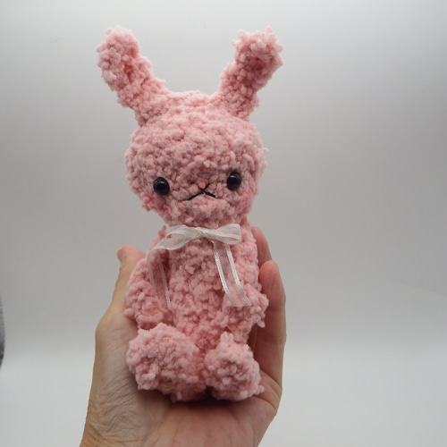 あみぐるみ】もこもこモールのうさぎ ピンク もこもこ【217