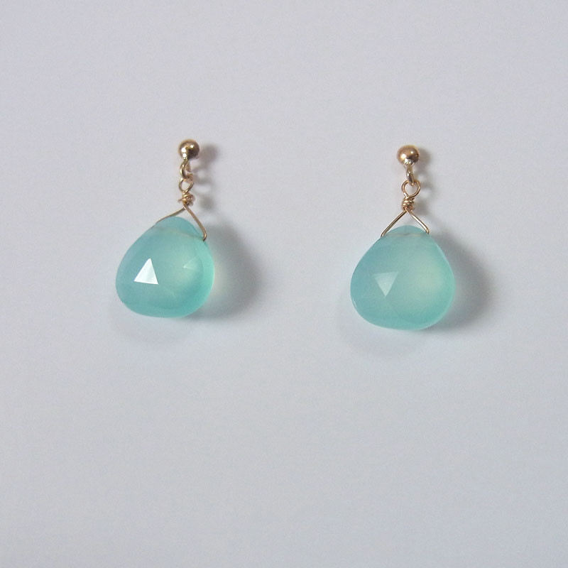 K18 カルセドニー マロン ピアス