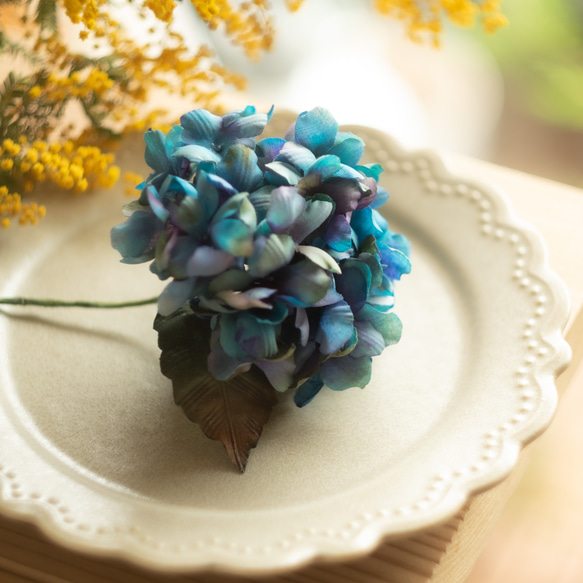 コバルトブルー の 布花 紫陽花 1枚目の画像