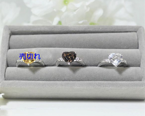 シルバー925 5種類の天然石リング ハンドメイド 希少品 15号 石選択 スモーキー・水晶】 ハート型 カット 15号 天然石リング