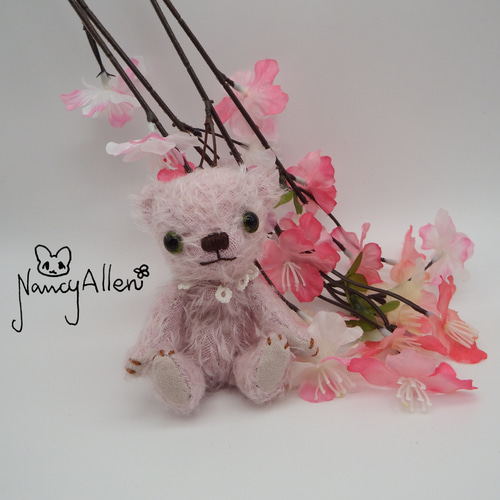 テディベア】桜ピンクの赤ちゃんベア ウルトラスパースモヘア テディベア】桜ピンクの赤ちゃんベア ウルトラスパースモヘア