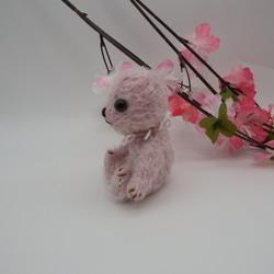 【テディベア】桜ピンクの赤ちゃんベア　ウルトラスパースモヘア　ハードボードジョイント　ミニチュアベア【221】 4枚目の画像