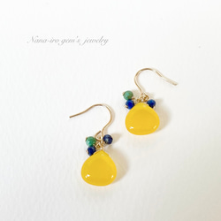 14kgf honey color Jade × lapis pierce 5枚目の画像