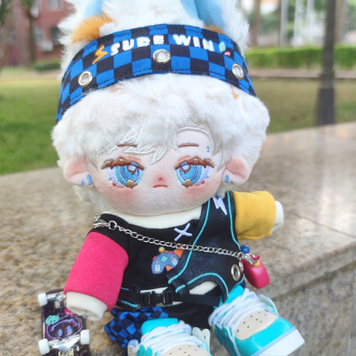 20cmぬいぐるみ 白髪の少年 かわいい 狐耳つき しっぽ付き ぬいぐるみ