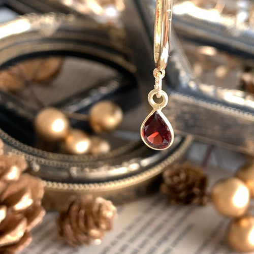 枠留め モザンビーク産 ガーネット ペンダント 16KGP 14KGFに変更可能
