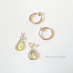 【2way】Lemonsmokyquartz × pearl earring 3枚目の画像