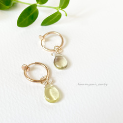 【2way】Lemonsmokyquartz × pearl earring 1枚目の画像