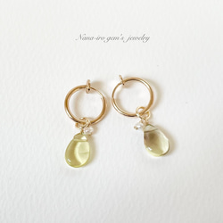 【2way】Lemonsmokyquartz × pearl earring 6枚目の画像