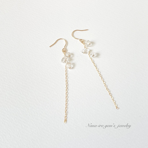 14kgf Herkimerdiamond pierce ピアス（フック・チェーン） Nana-iro
