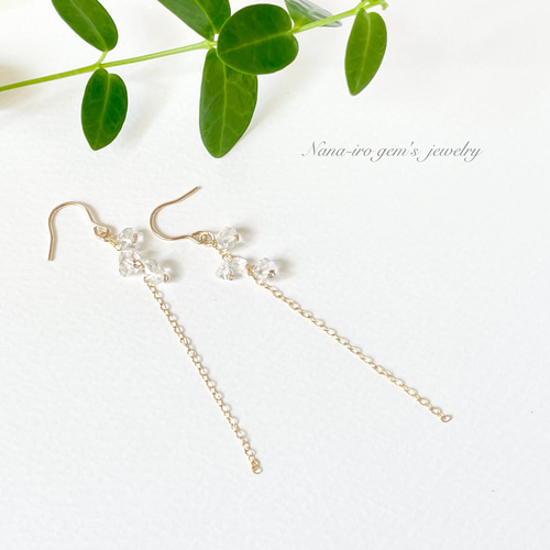 14kgf Herkimerdiamond pierce ピアス（フック・チェーン） Nana-iro