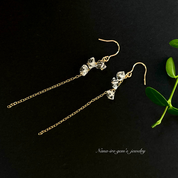 ナナ❤️ 14kgf ピアス 14kgf Herkimerdiamond pierce ピアス（フック・チェーン） Nana-iro