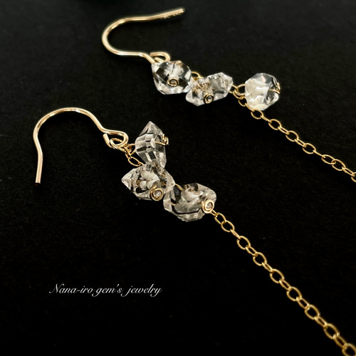 ナナ❤️ 14kgf ピアス 14kgf Herkimerdiamond pierce ピアス（フック・チェーン） Nana-iro