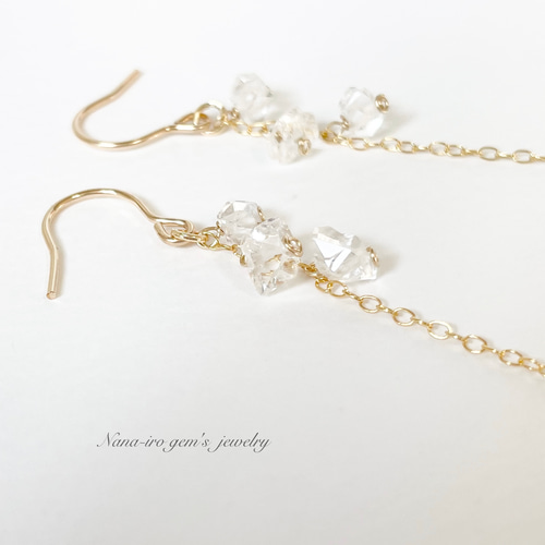 14kgf Herkimerdiamond pierce ピアス（フック・チェーン） Nana-iro