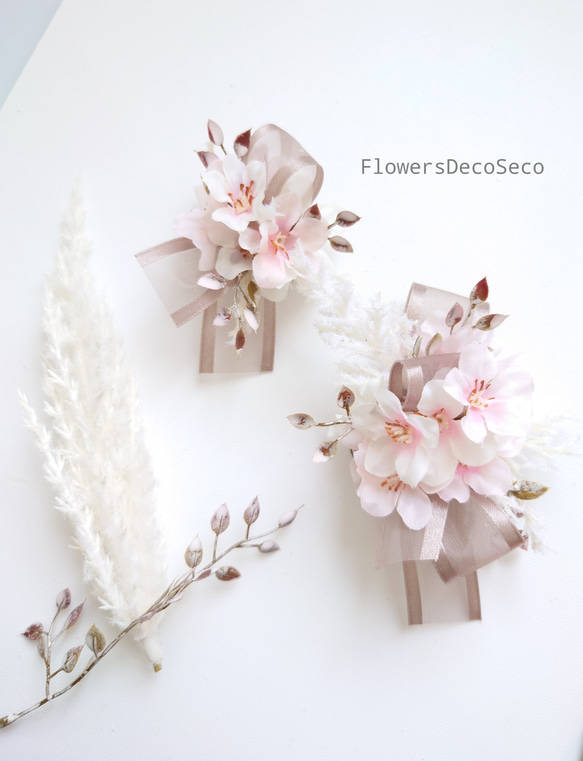桜満開の花飾り【コサージュ・髪飾り】シルキーピンク ・ボックス入り 7枚目の画像