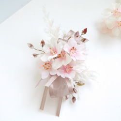 桜満開の花飾り【コサージュ・髪飾り】シルキーピンク ・ボックス入り 6枚目の画像