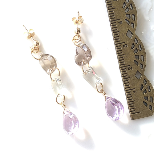 14KGF Luxury Gemシリーズ 大人可愛いスモーキークォーツ