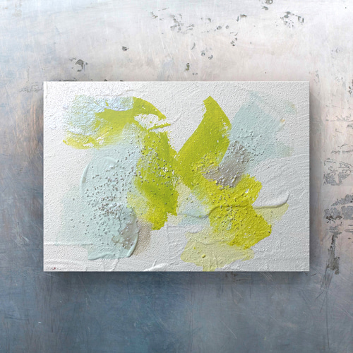 みどりにみずいろ 抽象画 テクスチャーアート 原画 絵画 memerapo 通販