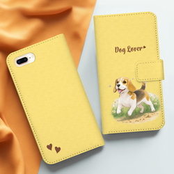 【 自然に囲まれた ビーグル 】 手帳 スマホケース　犬　うちの子　プレゼント　iPhone & Android 3枚目の画像