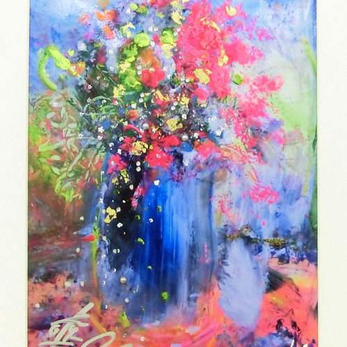 命の花」彩原画 A4 純金箔 純銀箔 額サイズ 34×46㎝ パワー
