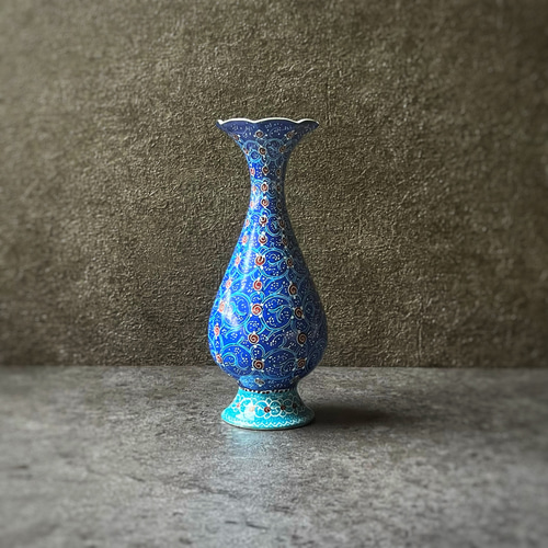 ペルシャのエナメル壺 フラワーベース 15cm ネイビー【ミーナー