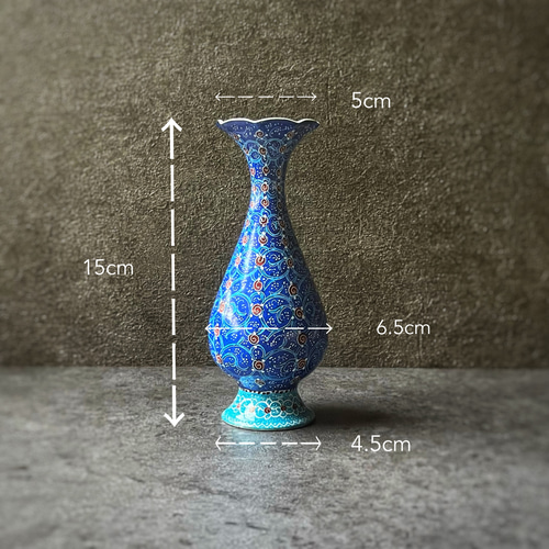 ペルシャのエナメル壺 フラワーベース 15cm ネイビー【ミーナー