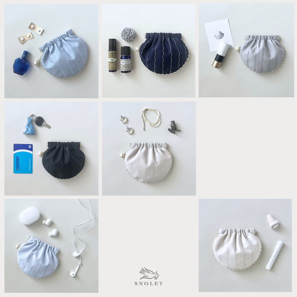 Amulette -真珠貝- ミニポーチ / コーニッシュクリーム / バネポーチ / バネ口ポーチ / バッグチャーム 11枚目の画像