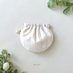 Amulette -真珠貝- ミニポーチ / コーニッシュクリーム / バネポーチ / バネ口ポーチ / バッグチャーム 19枚目の画像