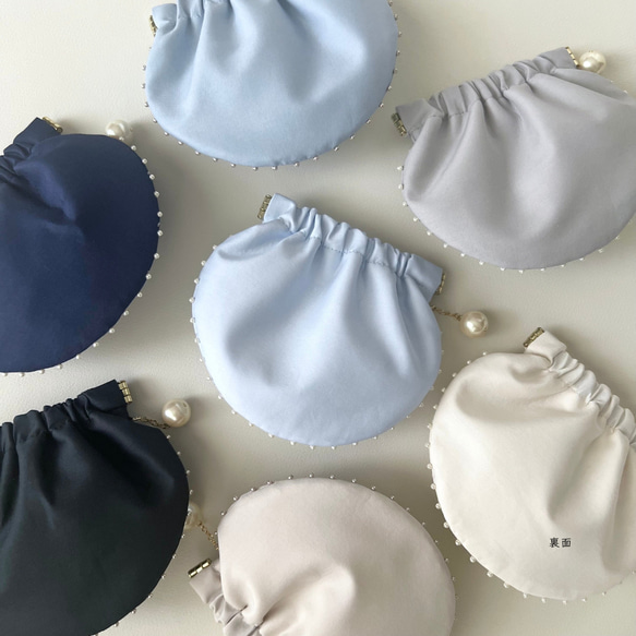 Amulette -真珠貝- ミニポーチ / コーニッシュクリーム / バネポーチ / バネ口ポーチ / バッグチャーム 10枚目の画像