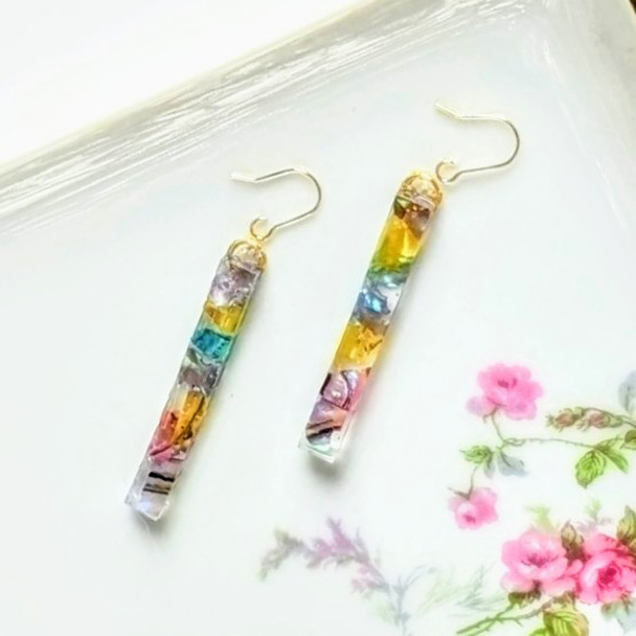 螺鈿のスティックピアスイヤリング【1717】 イヤリング