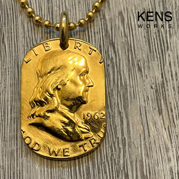 ハーフダラー銀貨ペンダント USAフランクリンハーフダラー銀貨 ネックレス ネックレス