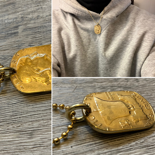 USAフランクリンハーフダラー銀貨 金18kメッキ仕上げ ネックレス