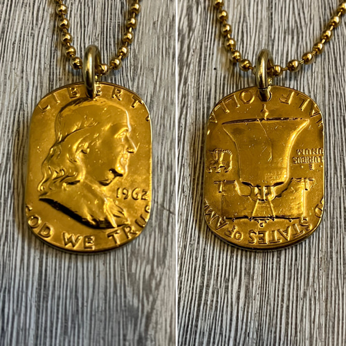 ハーフダラー銀貨ペンダント USAフランクリンハーフダラー銀貨 ネックレス ネックレス