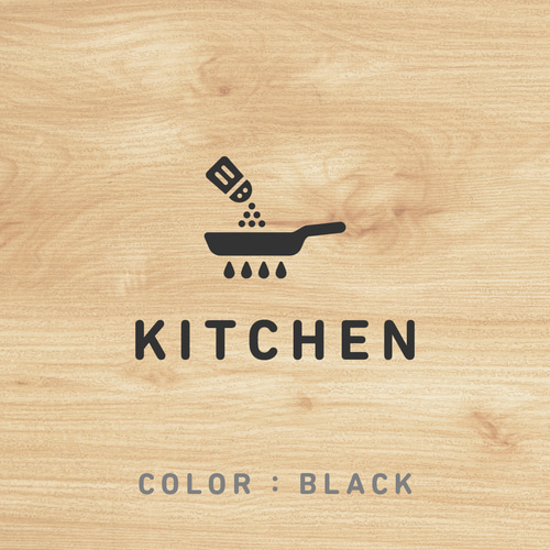 賃貸でも】KITCHEN ドア サインステッカー│シンプルアイコン