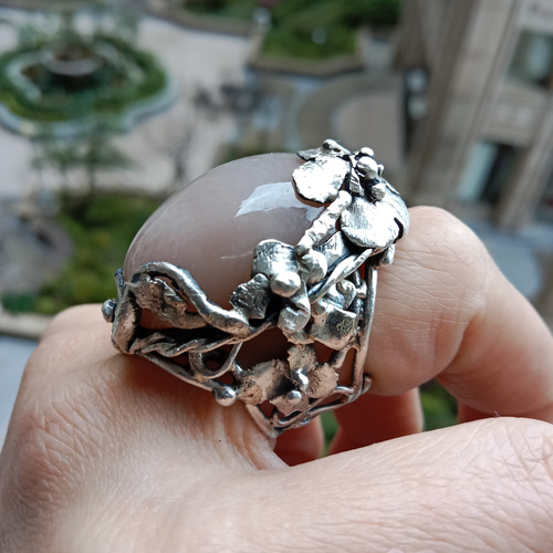 SILVER925 たのし ORENGE STONE RING/シルバー/リング