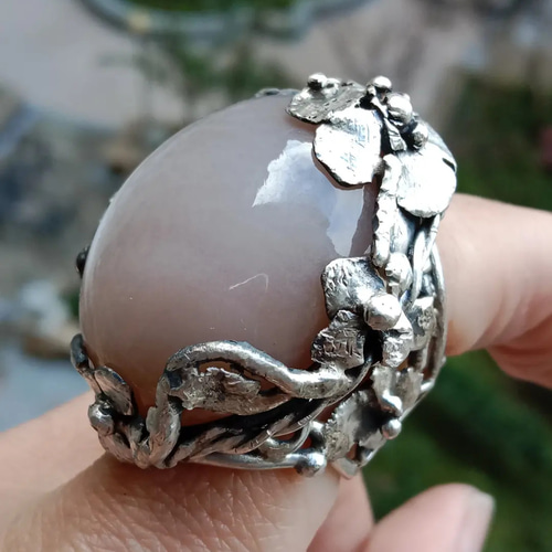 超ポイントアップ祭 ムーンストーン ハンドメイド シルバー リング スターリング アクセサリー