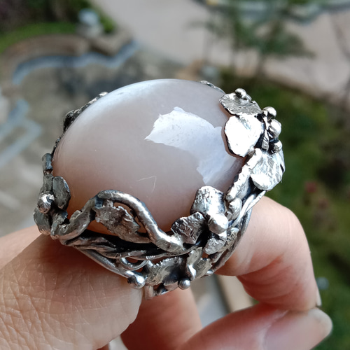 ムーンストーン ハンドメイド シルバー リング スターリングシルバー 