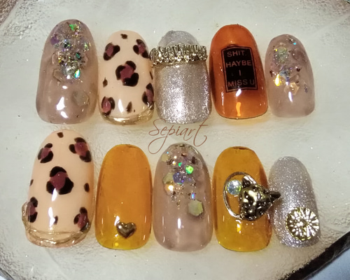 ネイルチップ　ヒョウ柄ネイル　アクセサリーネイル　リングネイル 18d8ec11a73209a7ac5eaaf58eedb1